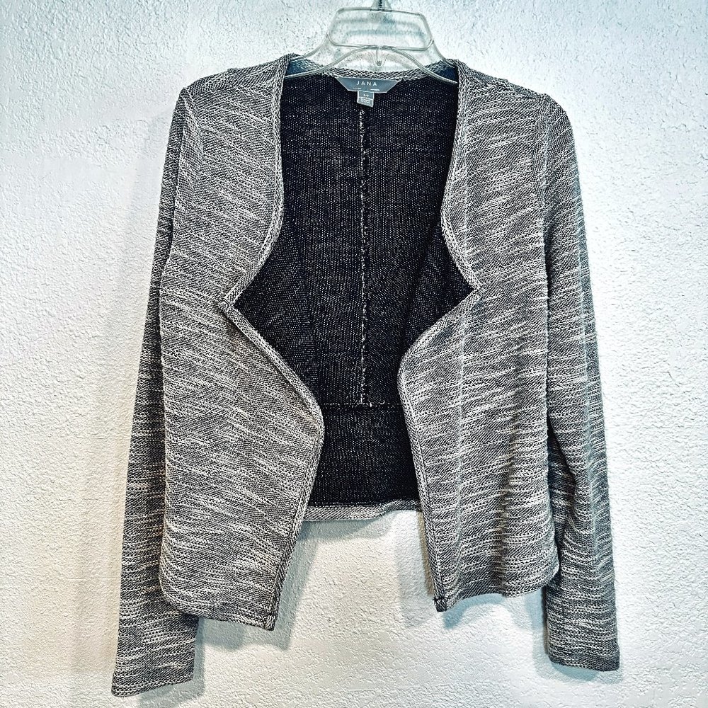 Jana Open Front Cardigan Top Gray Long Sleeves Hi Lo Hem Womens Petite Small S/P